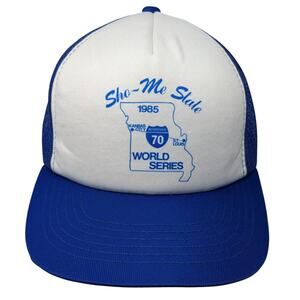 Shoe-Me State 1985 World Series Trucker Hat Blue One Size Adjustable Vintage